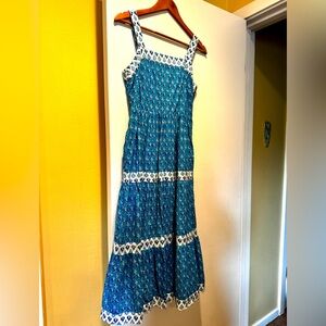 Square-Neck Tiered Midi Dress (sz 2)